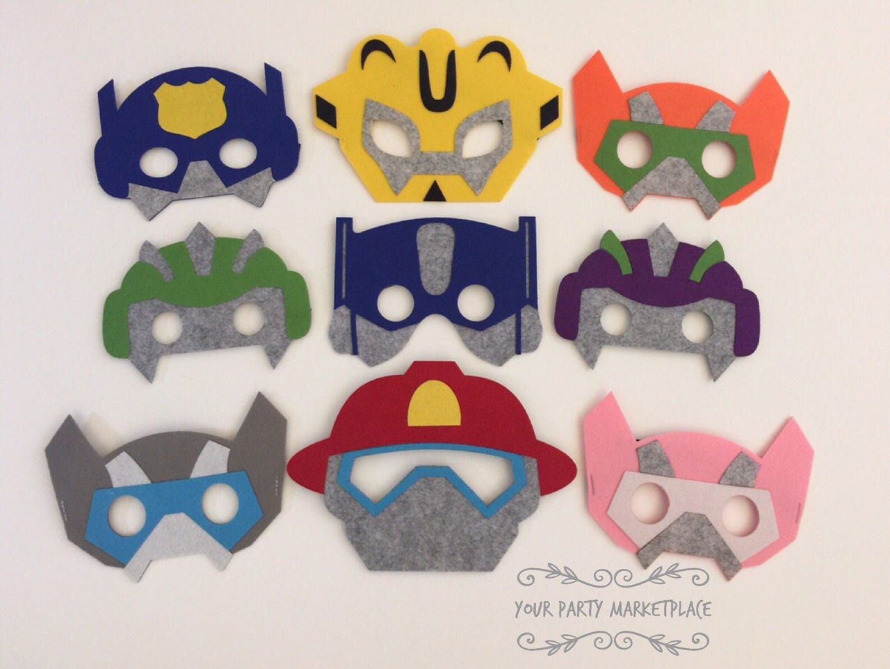 Set Of 9 Rescue Bots Party Masks Rescue Bots Party Etsy