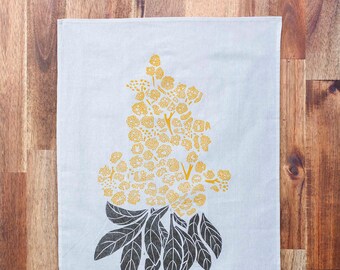 Wattle Handprinted Tea Towel Free Shipping