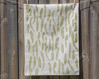 Lemon Scented Gum Handprinted Tea Towel