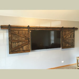 Mini Sliding Barn Door Hardware Kit, Track, Bend Straight Design, Black Rustic with Industrial Strength Hangers, Perfect for Cabinet, Window