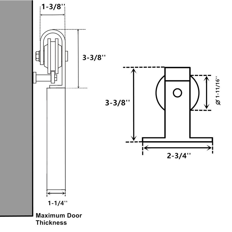 Mini Sliding Barn Door Hardware Kit, Track, Bend T-Shape Design, Black Rustic with Industrial Strength Hangers, Perfect for Cabinet, Window image 4