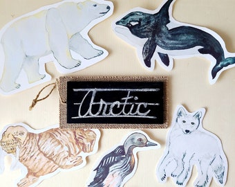 Arctic Animal Printable - Montessori Printable - Science Anatomy - Puppets - Winter Watercolor Art | Polar Bear Killer Whale Orca Walrus Fox