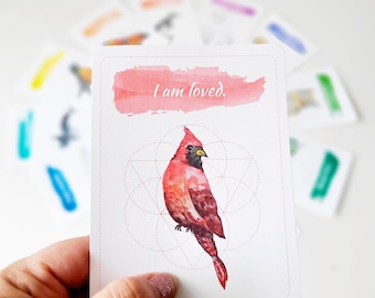 Positive Affirmation Cards | Self-Love PRINTABLE Activity | Montessori Printable | Mindfulness | Watercolor Art | Birds | Valentine's Day