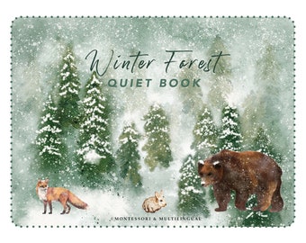 Winter Forest Quiet Book Printable | Toddler Busy Book | Preschool Busy Book | Watercolor Animals Printable | Animals Preschool Activity