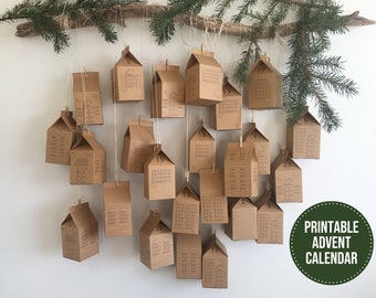 Printable Advent Calendar, Countdown to Christmas, Paper Christmas Village, Advent Calendar PDF, Advent Calendar Boxes