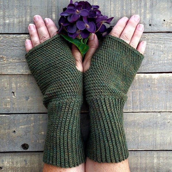 Wool Wrist Warmers, Men's or Women's Fingerless Gloves, Arm Socks