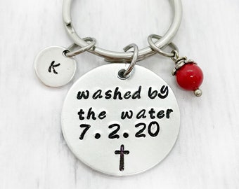 Baptism gifts, washed by the water, baptism keychain, baptism jewelry, women baptism gift, Christian keyring, teen baptism keychains