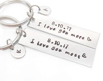 Couple Keychains, I Love You More Keychains, Boyfriend Keychain, I Love You Most Keychain, Anniversary Gifts for Men,  Engagement Keychains,