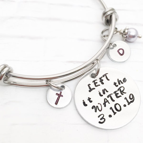 Left it in the water, baptized bracelets, adult baptism gifts, religious jewelry, baptism bracelets, Christian bracelet, girl baptism gifts