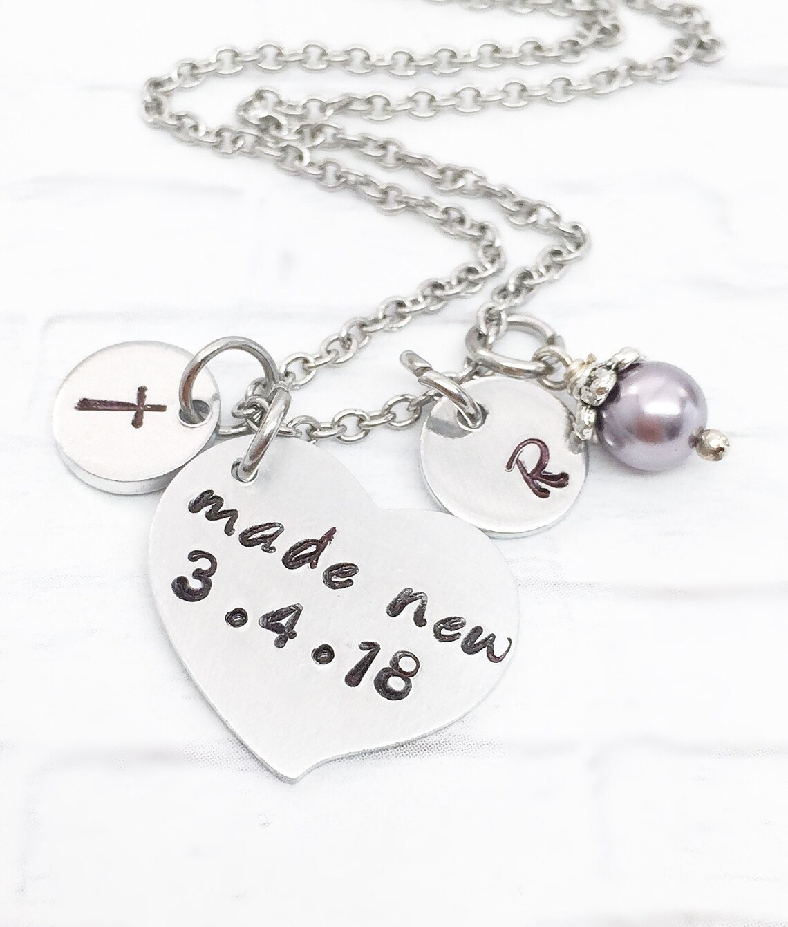 Made New Necklace Baptism Gift Girl Baptism Necklace Adult Etsy