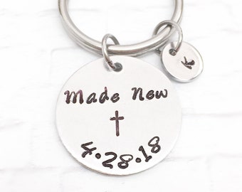 Made new  keychain, baptism gifts, baptism keychain, baptized keychain, women baptism gift, Christianing gift, teen baptism keychains,