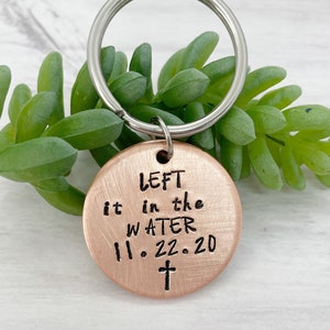 Left it in the water, baptism gifts, adult baptism gift, men baptism keychain, religious jewelry, christian keychains, religious gifts image 2