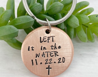 Left it in the water, baptism gifts, adult baptism gift, men baptism keychain, religious jewelry, christian keychains, religious gifts