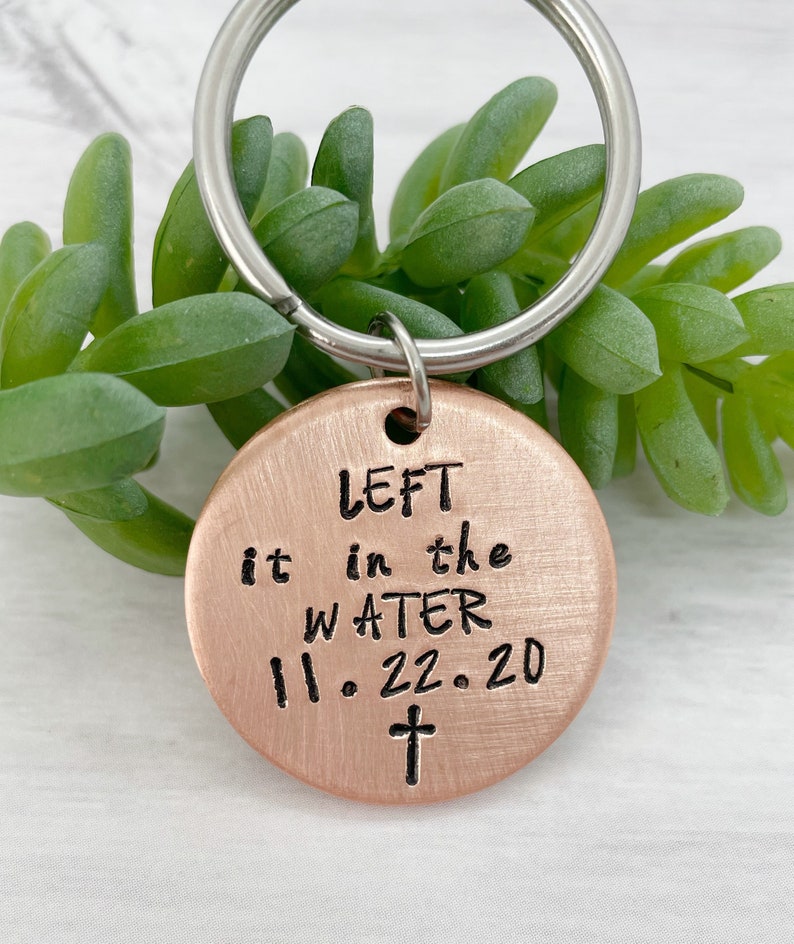 Left it in the water, baptism gifts, adult baptism gift, men baptism keychain, religious jewelry, christian keychains, religious gifts image 3
