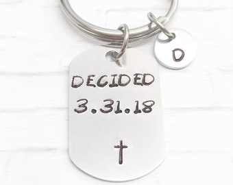 Decided keychain, men baptism gift, jw, men baptism keychain, adult baptism gift, men baptism keychain, religious jewelry,christian keychain