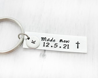 Made new keychains, baptism keychain, men baptism keychains, adult baptism gift, Christian keyring, teen baptism gifts, baptism gifts