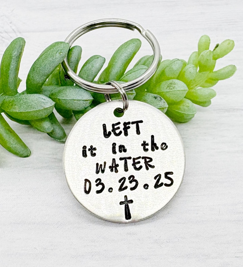 Left it in the water, baptism gifts, adult baptism gift, men baptism keychain, religious jewelry, christian keychains, religious gifts image 6