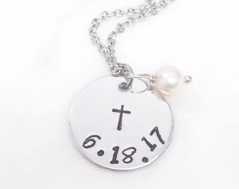 Baptism necklaces, baptism date necklaces, teen baptism necklaces, women baptism gift,  religious necklace, christian necklaces, religious