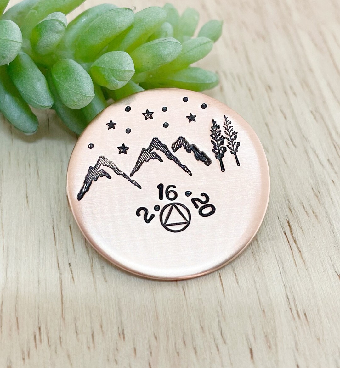 Recovery Star Keychain Sobriety Medallion Keychain: AA Recovery Gift, Mountain Design - Etsy