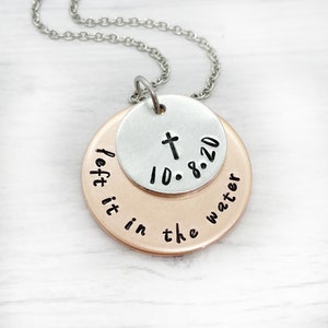 left it in the water necklaces, baptized necklace, teen baptism necklaces, adult baptism gift, women baptism necklaces, baptism gift