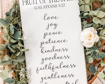 Fruits of the Spirit Sign, Bible Verse Sign, Farmhouse Wall Decor, Home Decor, Religious Decor, Galations sign, Wooden Sign, Wood Signs