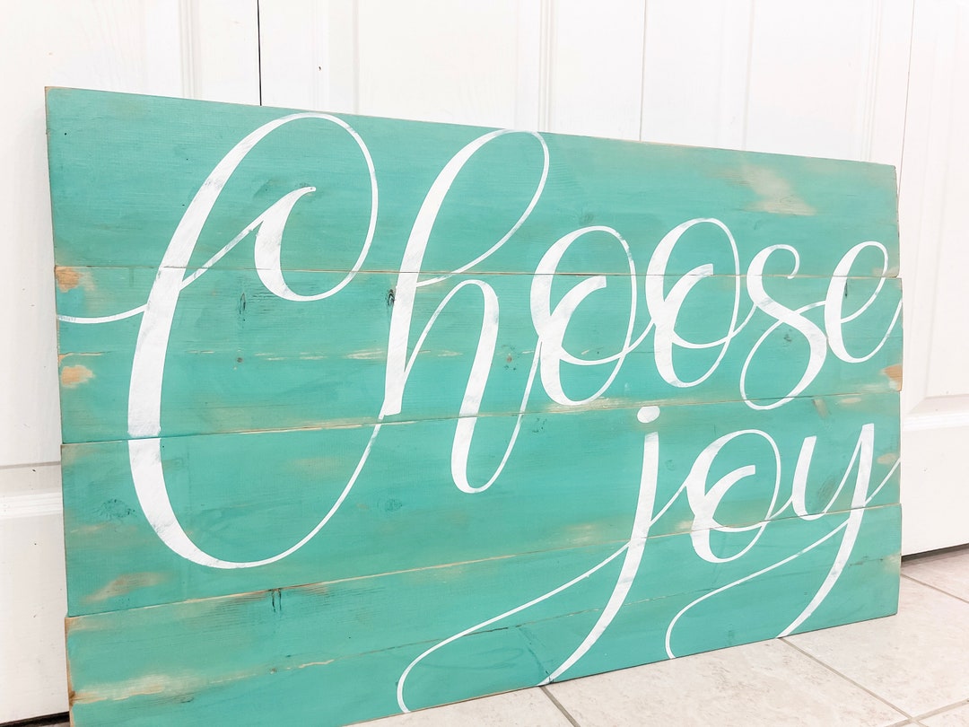 READY TO SHIP Choose Joy Turquoise Sign Rustic Wood Signs Turquoise