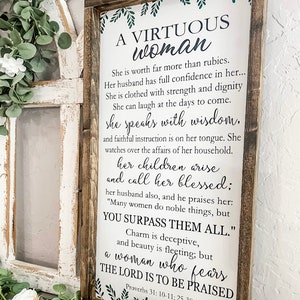 Proverbs 31, Virtuous Woman Sign, Bible Verse on Wood, Mothers Day, Gift Ideas for Her, Proverbs 31 Woman, Christian Home Decor, Wood Signs