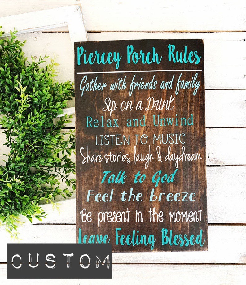 Porch Rules Sign Outdoor Decor Porch Decor Porch Rules Etsy