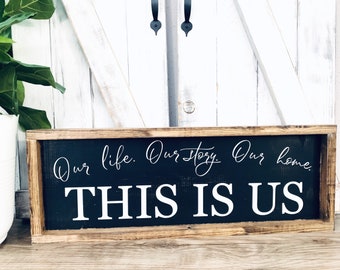 This Is Us, Family Sign, Rustic Wood Sign, This Is Us Sign, Housewarming Gift, Rustic Home Decor, Our Story, Farmhouse Sign, Wall Decor,