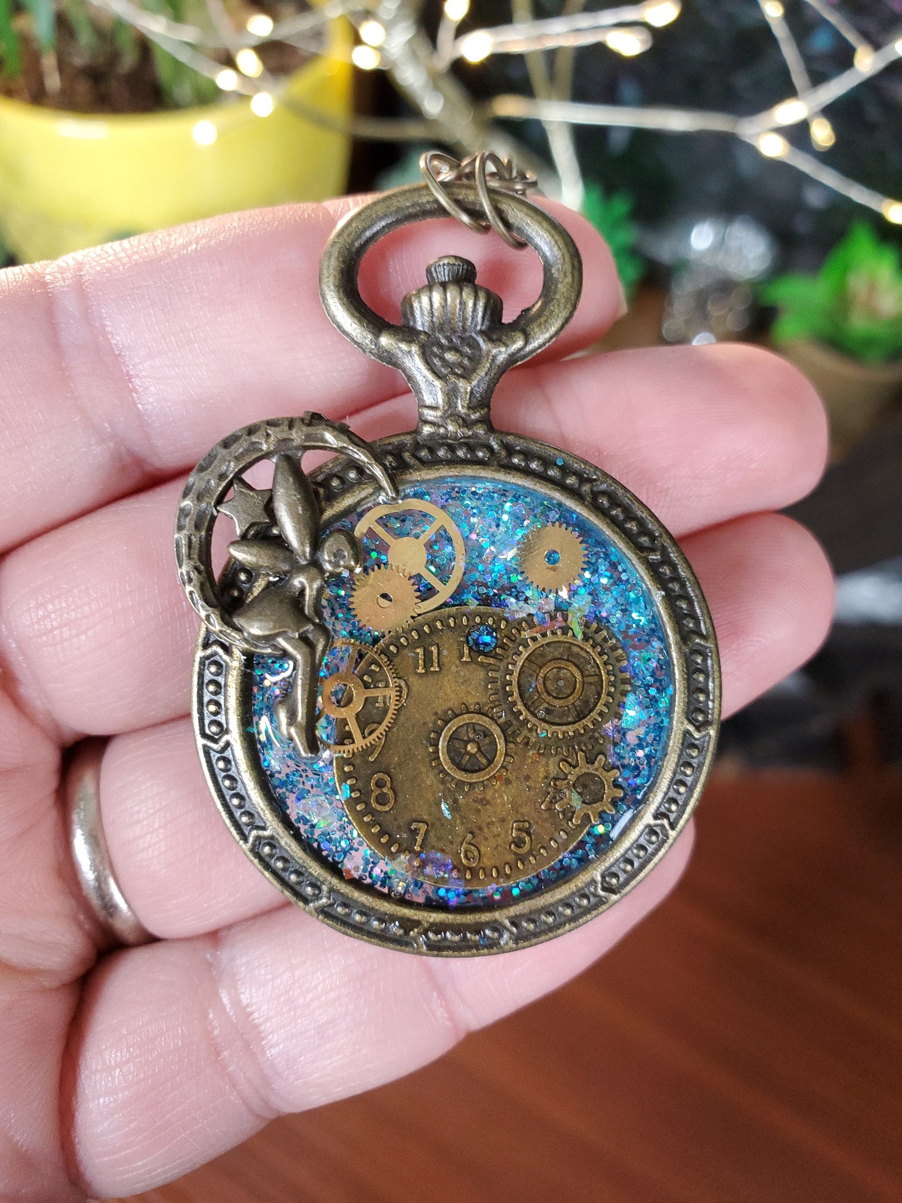 Resin steampunk charm necklace