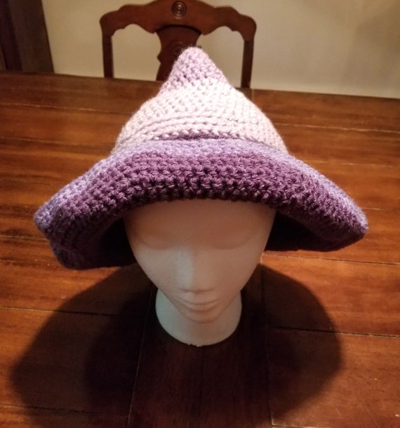 Purple Handmade Crochet Witch Hat, Modern Witch Hat, Cute Witch Hat