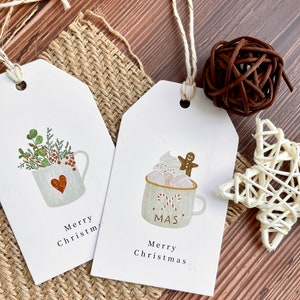 Étiquettes cadeaux : Mugs de Noël