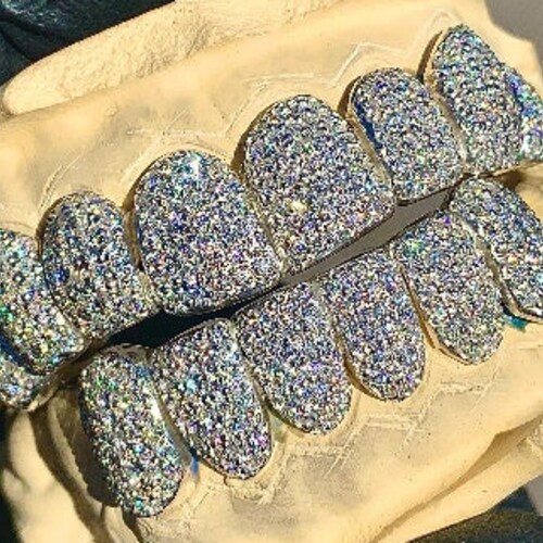 Moissanite Grillz 925 Sterling Silver 8 Top 8 Bottom Etsy