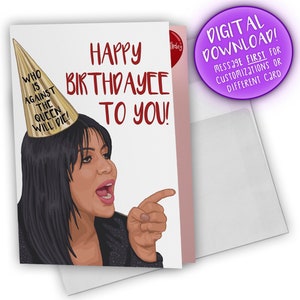 Larissa Happy Birthday Card-90 dag verjaardag kaart-digitale download kaart