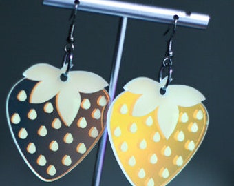 Strawberry Earrings | Iridescent | Acrylic