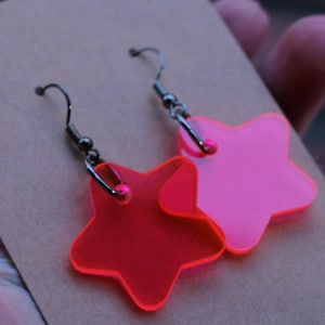 Star Earrings | Fluorescent Pink | Acrylic