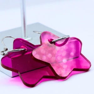 Acrylic Star Earrings, Wine