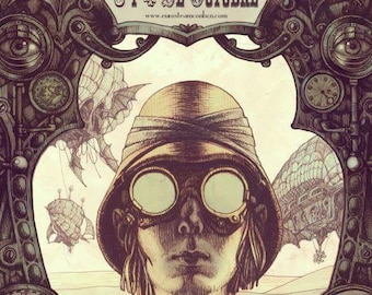 Print  EUROSTEAMCON 2015 official poster, Steampunk, Steampunk print, Steampunk wall print, Steampunk art, Salacot, Explorer, Eurosteamcon