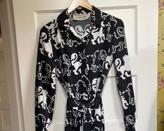 Vestido camisero vintage en blanco y negro