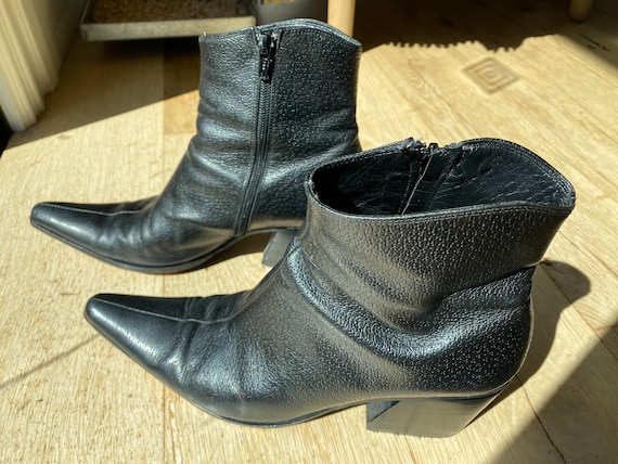 Italian-made Pointed-toe Half Boots - image 1