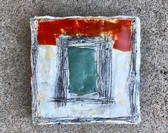 Encaustic Painting / Abstract Mini / Beeswax Art