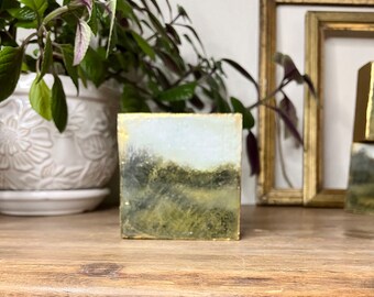 Small Landscape Painting / Encaustic Art / Reclaimed Wood / Impressionist Landscape