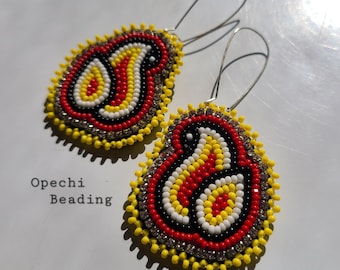 Native American beaded quiearrings ~ Beaded Flower Earrings ~ Earrings