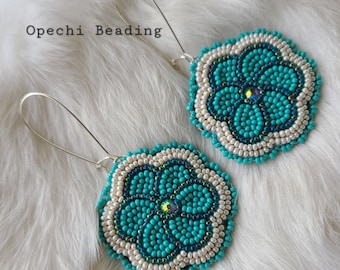 Native American Handmade Beaded Flower Earrings