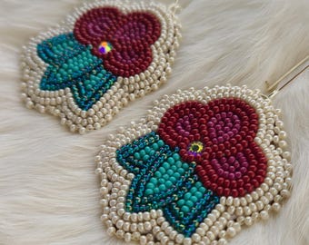 Native American Handmade Beaded Flower Earrings