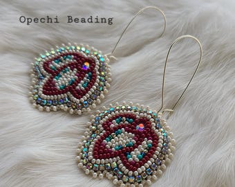 Native American Handmade Beaded Flower Earrings