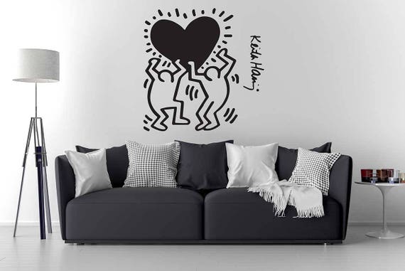 keith haring wall decal / keith haring art / home decor / wall | etsy