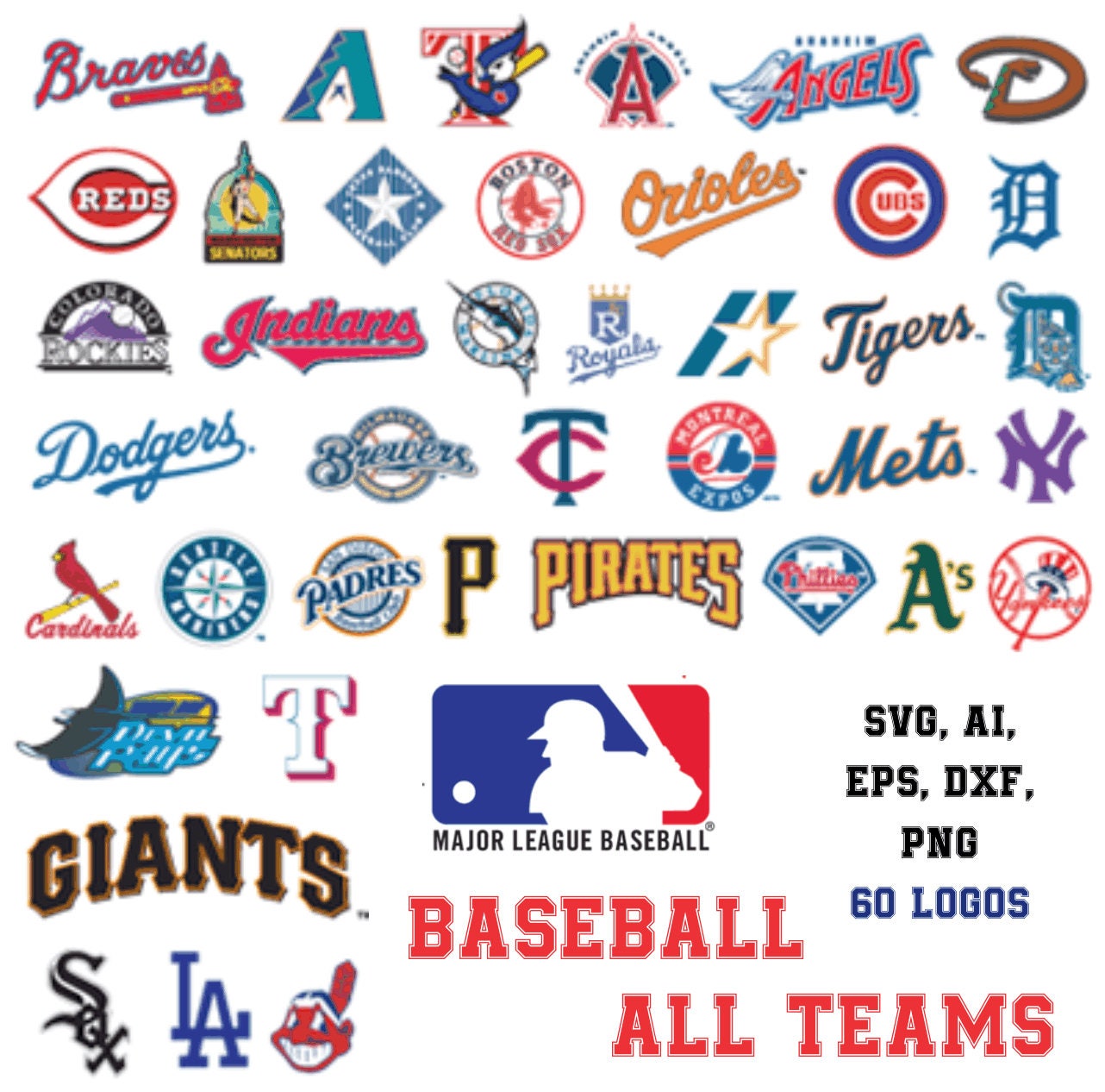 Baseball All Teams logos svg in svg ai eps dxf png. Etsy