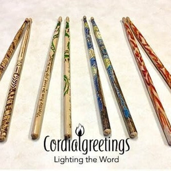 Personalized drumsticks - Custom drumsticks - snare 5a drumsticks - handpainted - grad gift - drummer gift - color stick - hickory - bestman