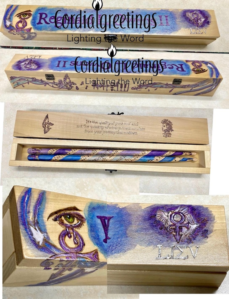 Drumstick box set – drumstick box - drumstick case – customized drumsticks - grad gift - drummer gift -5 yr anniv.- retirement- fathers day image 10